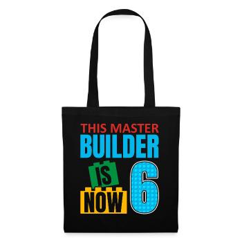 This builder is now 6, Toy Blocks 6. - Tote Bag - black - Front