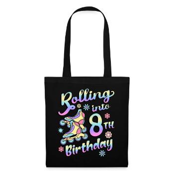 Rouler dans le 8e anniversaire Roller Skater Inline - Sac en tissu - noir - Devant
