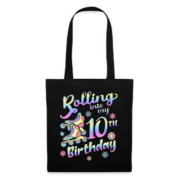 Rolling Into My 10th Birthday Roller Skater - Stoffbeutel - Schwarz - Vorne