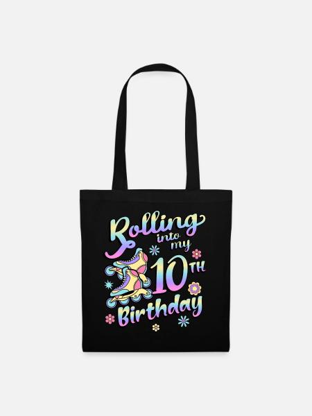 Rolling Into My 10th Birthday Roller Skater - Stoffbeutel - Schwarz