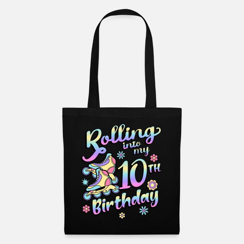 Rolling Into My 10th Birthday Roller Skater - Stoffbeutel - Schwarz