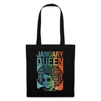 Janvier - Mois de naissance de la Reine - Célébrez - Sac en tissu - noir - Devant