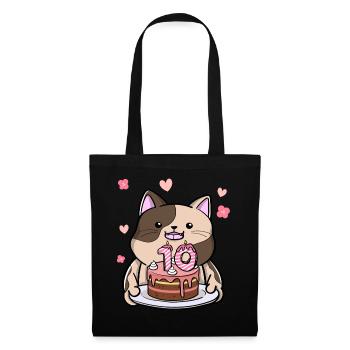 Chubby cat keeps a birthday cake for 10 years - Tote Bag - black - Front