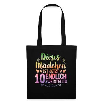 Mädchen Ist Jetzt 10 Zweistellig 10. Geburtstag - Stoffbeutel - Schwarz - Vorne