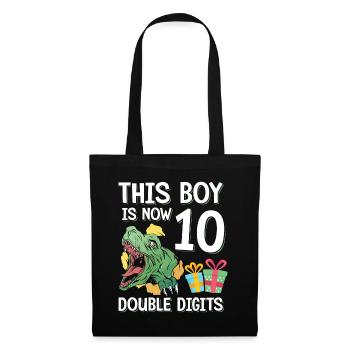 Boy Is Now 10 Double Digit Dino 10th Birthday - Tote Bag - black - Front