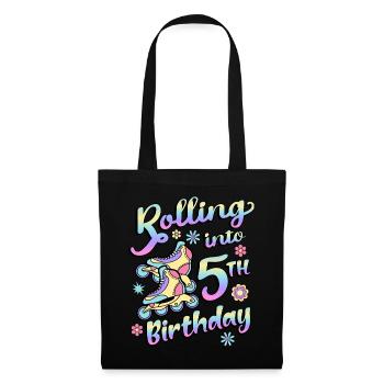 Rouler dans le 5ème anniversaire Roller Skater Inline - Sac en tissu - noir - Devant