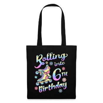 Rolling Into 6th Birthday Roller Skater Inline - Tote Bag - black - Front
