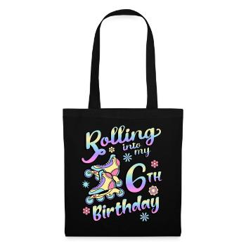 Rouler dans mon 6e anniversaire Roller Skater Inline - Sac en tissu - noir - Devant