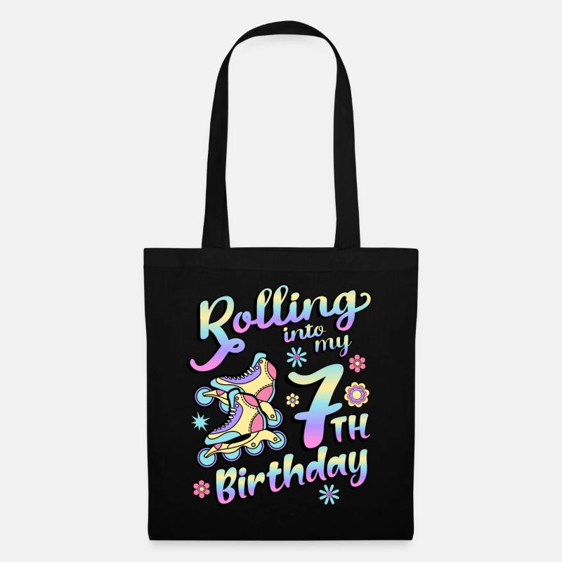 Rolling Into My 7th Birthday Roller Skater Inline - Tote Bag - black