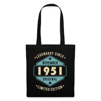 Novembre 1951 Vintage Retro Anniversaire - Sac en tissu - noir - Devant