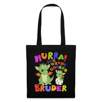Hurra! Ich Werde Großer Bruder Cute Dragon Baby - Stoffbeutel - Schwarz - Vorne