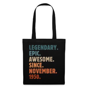 1950 November Vintage Birthday Gift - Tote Bag - black - Front