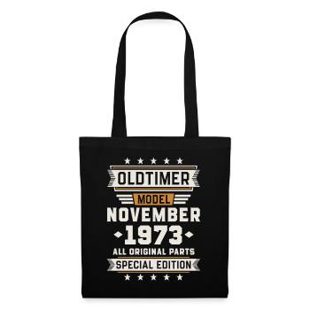 Oldtimer November 1973 Geburtstag Geschenk - Stoffbeutel - Schwarz - Vorne