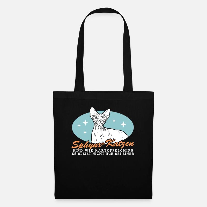 Sphynx Katze Katzenhalter Katzenbesitzer Geschenk - Stoffbeutel - Schwarz