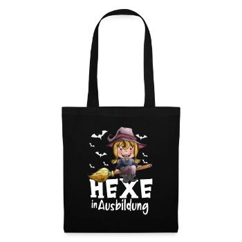 Hexen Ausbildung kleine Hexe Hexenbesen Fledermaus - Stoffbeutel - Schwarz - Vorne