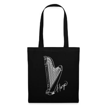 Harpe Oneline Art - Harpe Musicien Harpe - Sac en tissu - noir - Devant