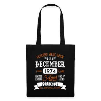 Année Décembre 1974 Cadeau d’anniversaire - Sac en tissu - noir - Devant