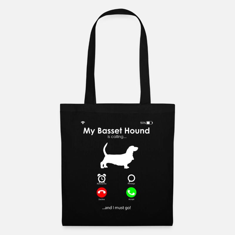 Basset Hound - Stoffbeutel - Schwarz