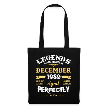 Décembre 1989 Vintage vintage anniversaire - Sac en tissu - noir - Devant