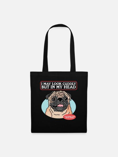 Mops Hunde Hundehalter Hundebesitzer Geschenk - Stoffbeutel - Schwarz
