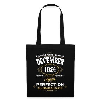 Né en décembre 1991 Cadeau d’anniversaire - Sac en tissu - noir - Devant