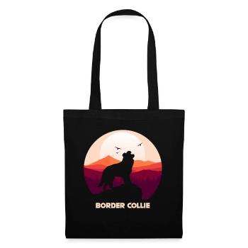 Border Collie Hund - Stoffbeutel - Schwarz - Vorne