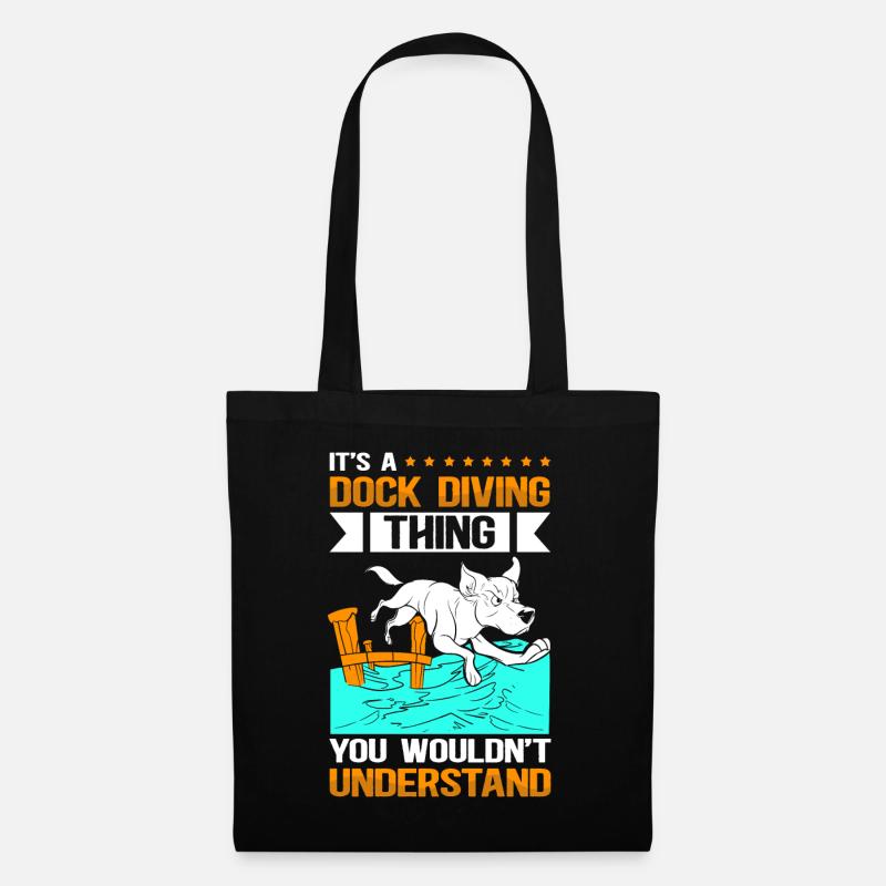 Dock Diving Hunde Hundesport Geschenk - Stoffbeutel - Schwarz
