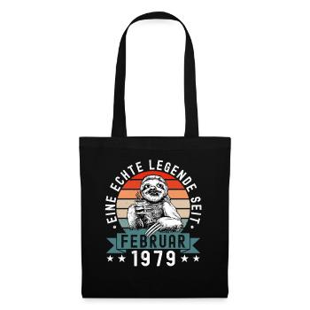 Faultier Geburtstag Februar 1979 Geboren Jahrgang - Stoffbeutel - Schwarz - Vorne