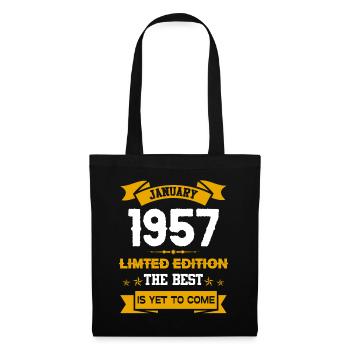 Januar 1957 Geburtstagsgeschenk - Stoffbeutel - Schwarz - Vorne