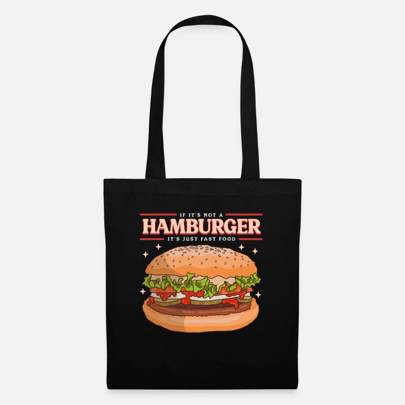Hamburger Fast Food | Burger Fastfood Geschenk - Stoffbeutel - Schwarz
