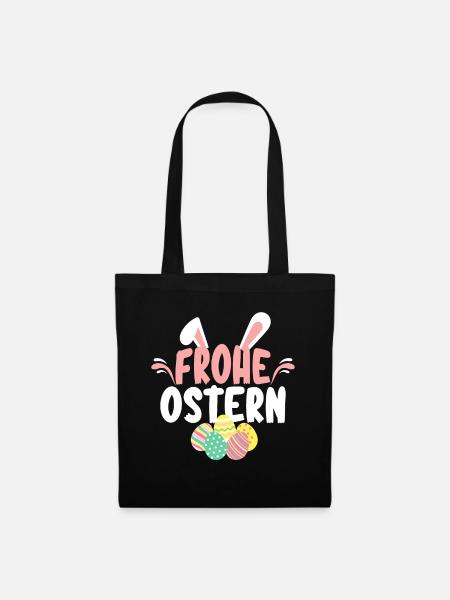 Frohe Ostern - Stoffbeutel - Schwarz