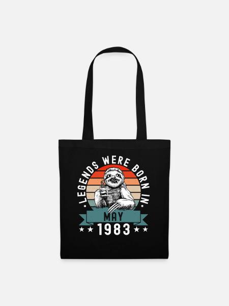 Les légendes sont nées en mai 1983 Paresseux paresseux - Sac en tissu - noir