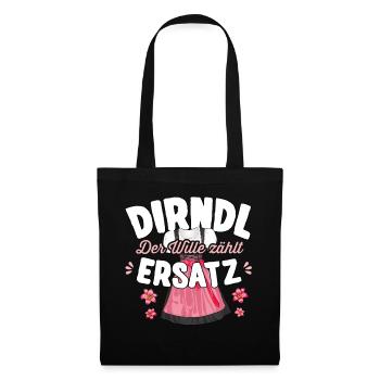 Ersatz Dirndl T-Shirt Damen Trachtenshirt Mädchen - Stoffbeutel - Schwarz - Vorne