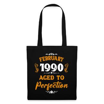 Februar 1990 Vintage Geburtstag Geschenk - Stoffbeutel - Schwarz - Vorne