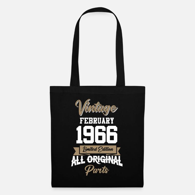 Februar 1966 Vintage Geburtstag Geschenk - Stoffbeutel - Schwarz