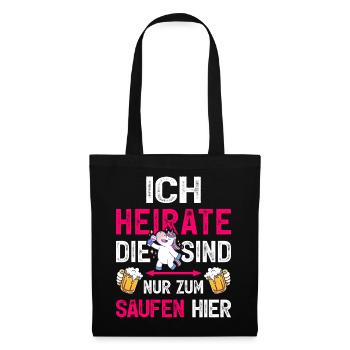 Kostüm Braut T-Shirt JGA Frauen Outfit Polterabend - Stoffbeutel - Schwarz - Vorne