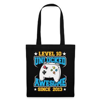 Level 10 Freigeschaltet Awesome Since - Stoffbeutel - Schwarz - Vorne