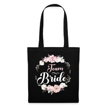 Team Bride JGA Frauen T-Shirt Team Braut Poltern - Stoffbeutel - Schwarz - Vorne