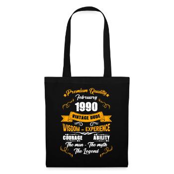 Februar 1990 Vintage Geburtstag Geschenk - Stoffbeutel - Schwarz - Vorne