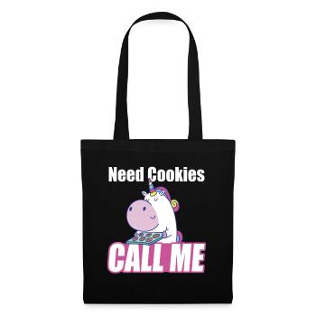 Need Cookies Call me Lustiges Einhorn Backen - Stoffbeutel - Schwarz - Vorne