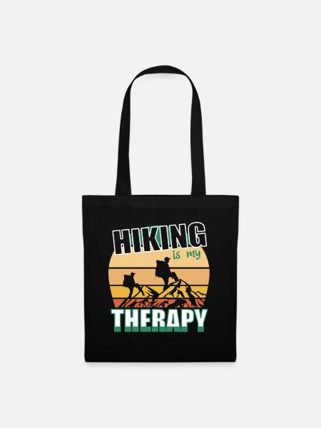 Hiking is my Therapy Trekking backbacking hike - Stoffbeutel - Schwarz