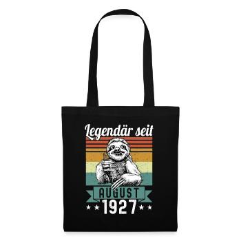 Faultier Legendär seit August 1927 Geburtstag - Stoffbeutel - Schwarz - Vorne