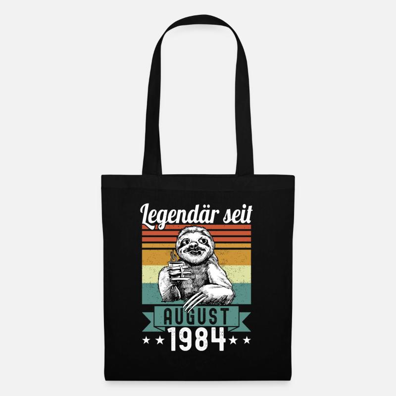 Faultier Legendär seit August 1984 Geburtstag - Stoffbeutel - Schwarz