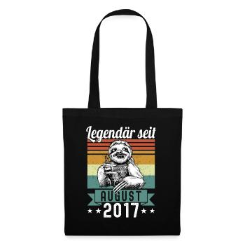 Faultier Legendär seit August 2017 Geburtstag - Stoffbeutel - Schwarz - Vorne
