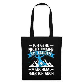 Skifahren Skifahrer Lustige Skiurlaub Geschenke - Stoffbeutel - Schwarz - Vorne
