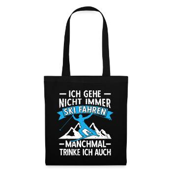 Ski Fahren Skier Skiurlaub Skiparty Bier Trinken - Stoffbeutel - Schwarz - Vorne