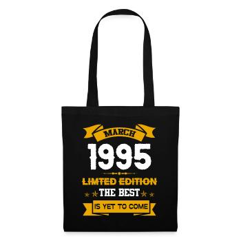März 1995 Geburtstagsgeschenk - Stoffbeutel - Schwarz - Vorne
