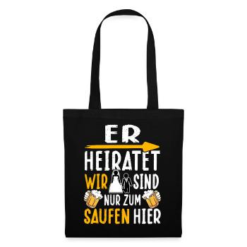 JGA T-Shirt Mann Junggesellenabschied Polterabend - Stoffbeutel - Schwarz - Vorne
