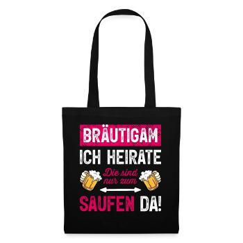 Kostüm Bräutigam T-Shirt Polterabend JGA Männer - Stoffbeutel - Schwarz - Vorne