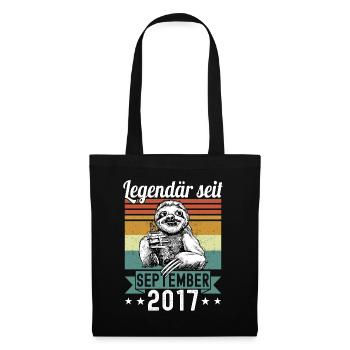 Faultier Legendär seit September 2017 Geburtstag - Stoffbeutel - Schwarz - Vorne